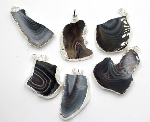 Botswana Agate Slab Pendant, 26-30mm x 40mm, Sold As 1 Pendant.